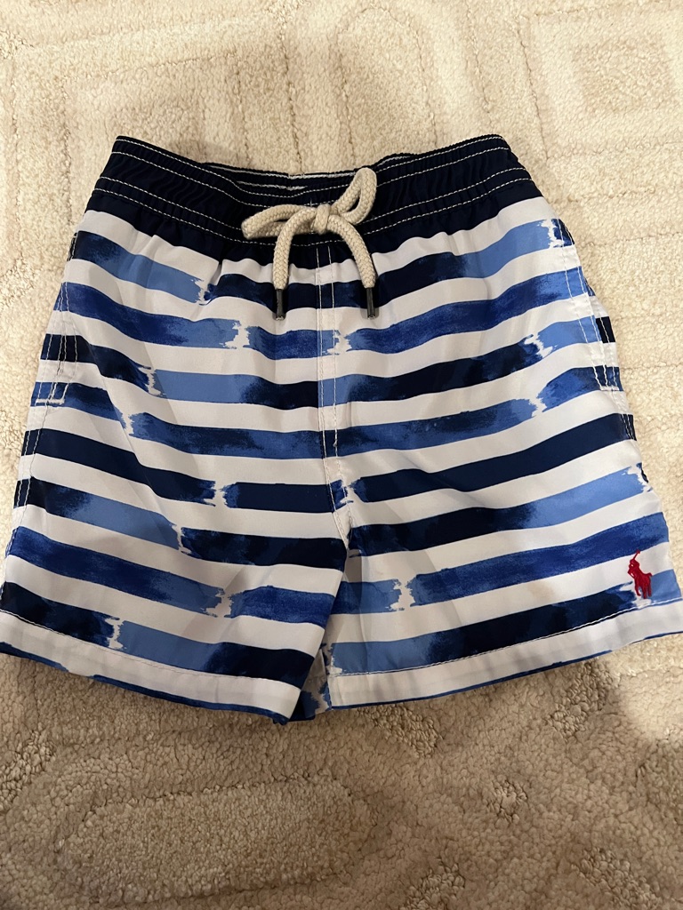 Baby Polo Ralph Lauren Blue & White Striped Swim Trunks